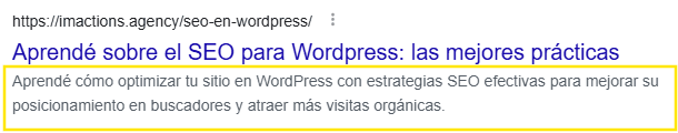 prácticas SEO en wordpress meta descripción